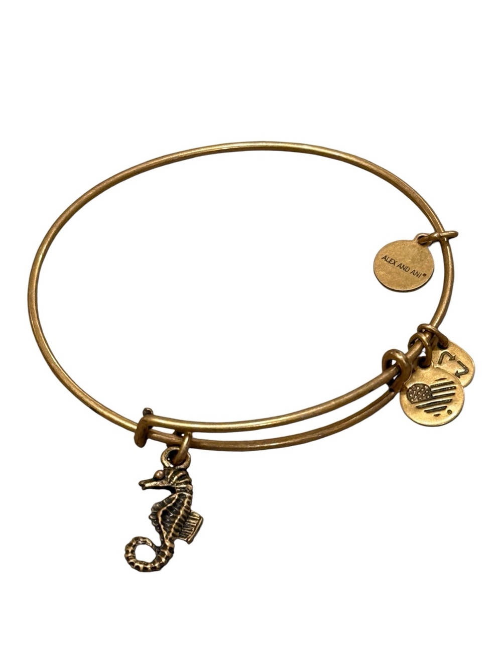 Alex and Ani Gold Seahorse Charm Bangle Bracelet